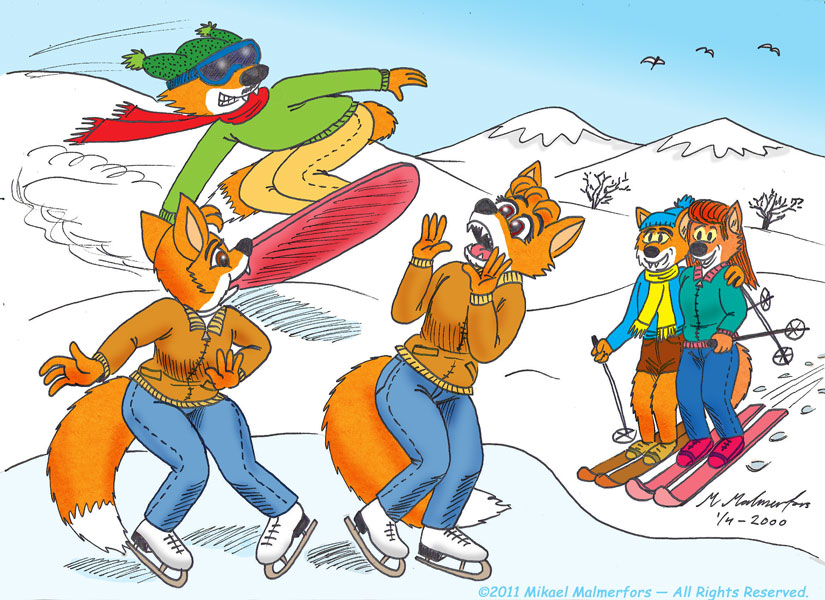 Pic 86 - How to use your snowboard to annoy a couple of foxgirls!
